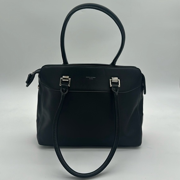 David Jones Paris Vegan Women’s Shoulder Bag Black EUC - Picture 1 of 13